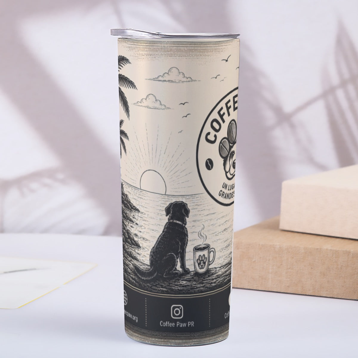 Custom 20OZ Straight Cup With Sliding Lid Printed in USA
