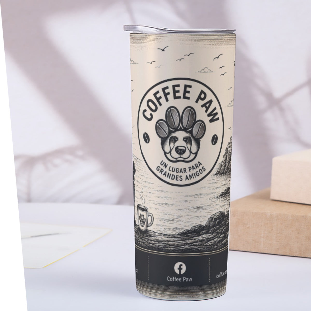 Custom 20OZ Straight Cup With Sliding Lid Printed in USA