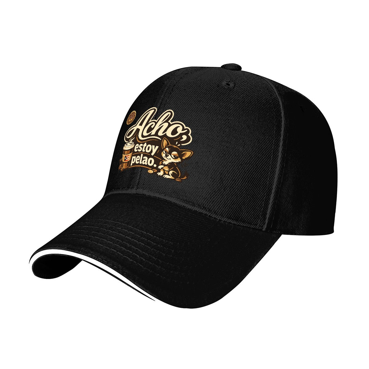Gorra Negra - frase boricua - “ Acho estoy pelao”