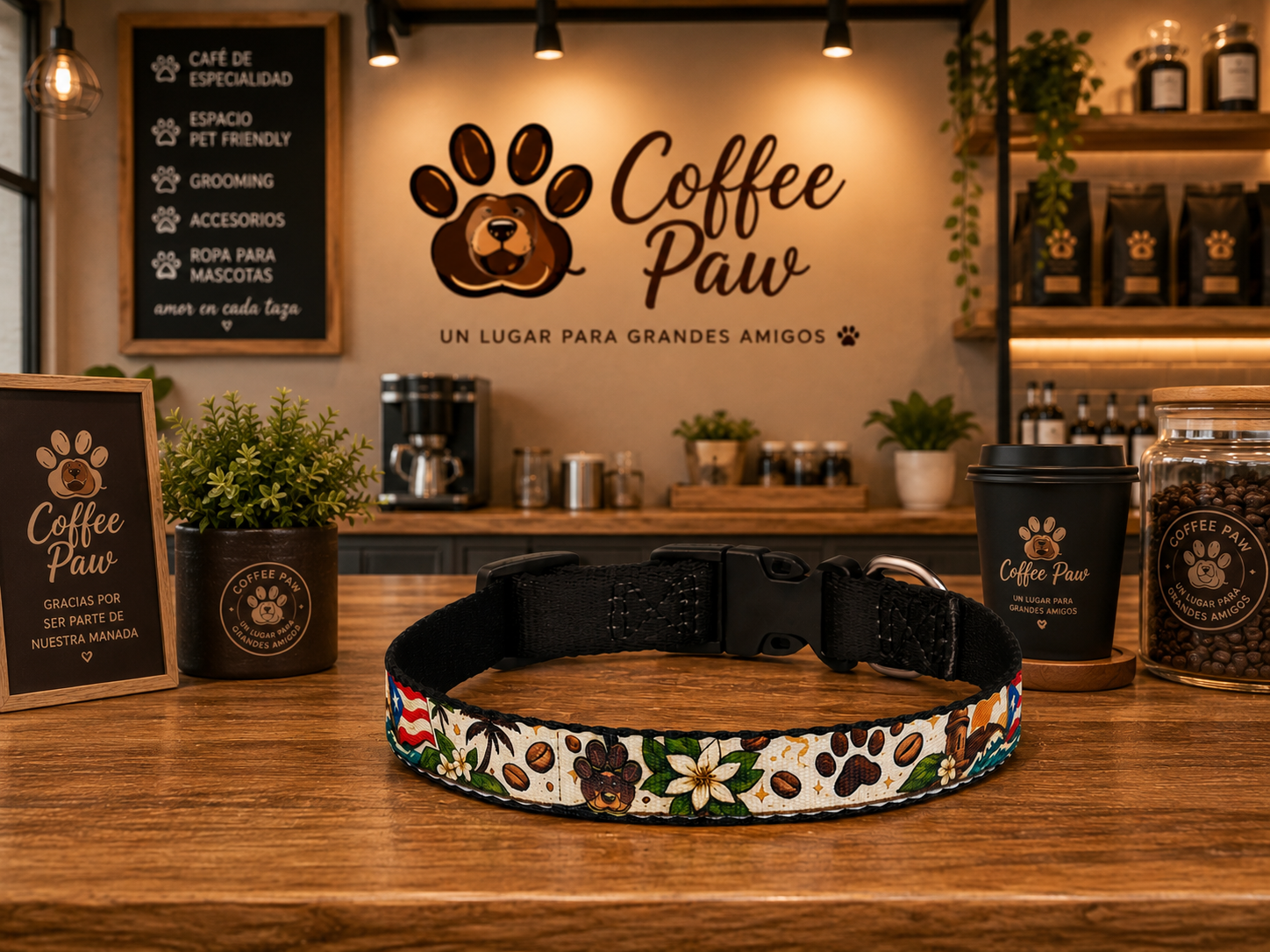 Collar Tropical Boricua Coffee Paw