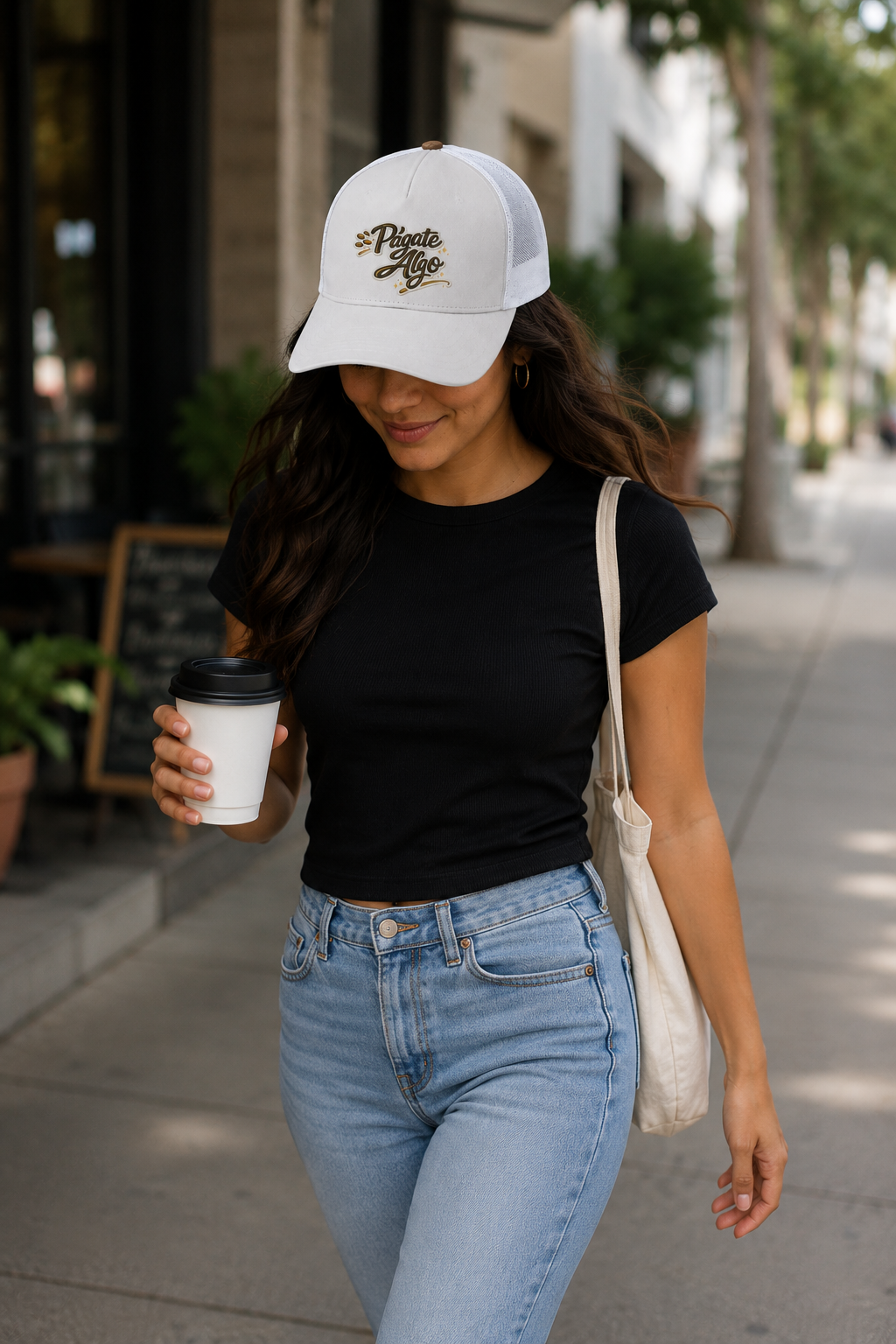White Hat - Puerto Rican saying "Págate algo" - Vintage Trucker Hat