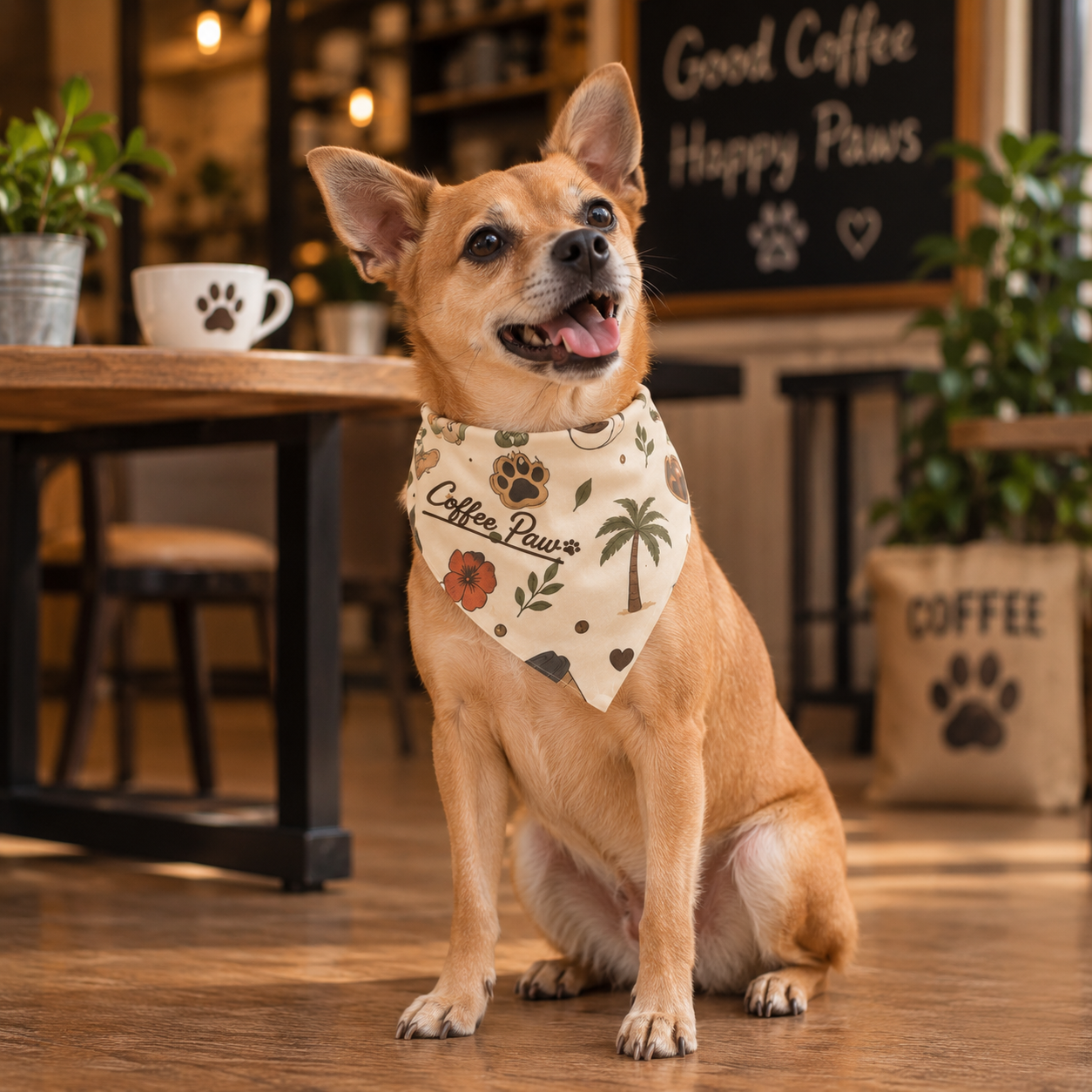 Bandana con un estilo Tropical - Coffee Paw