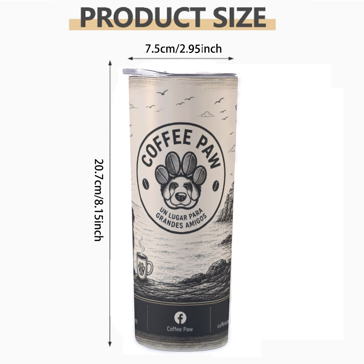 Custom 20OZ Straight Cup With Sliding Lid Printed in USA