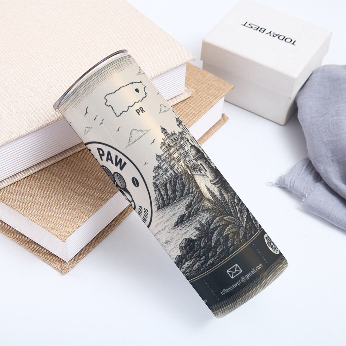 Custom 20OZ Straight Cup With Sliding Lid Printed in USA