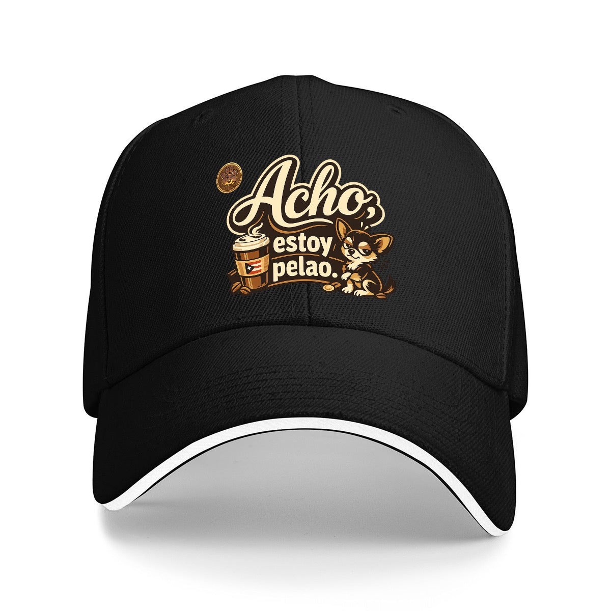 Gorra Negra - frase boricua - “ Acho estoy pelao”