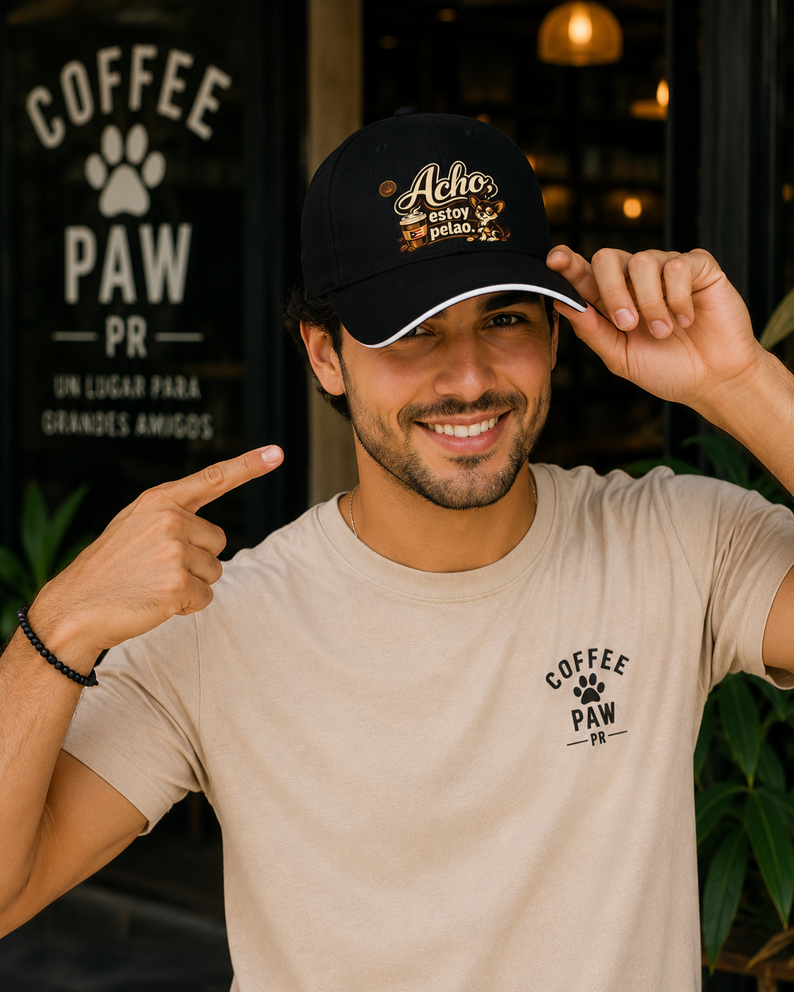Gorra Negra - frase boricua - “ Acho estoy pelao”